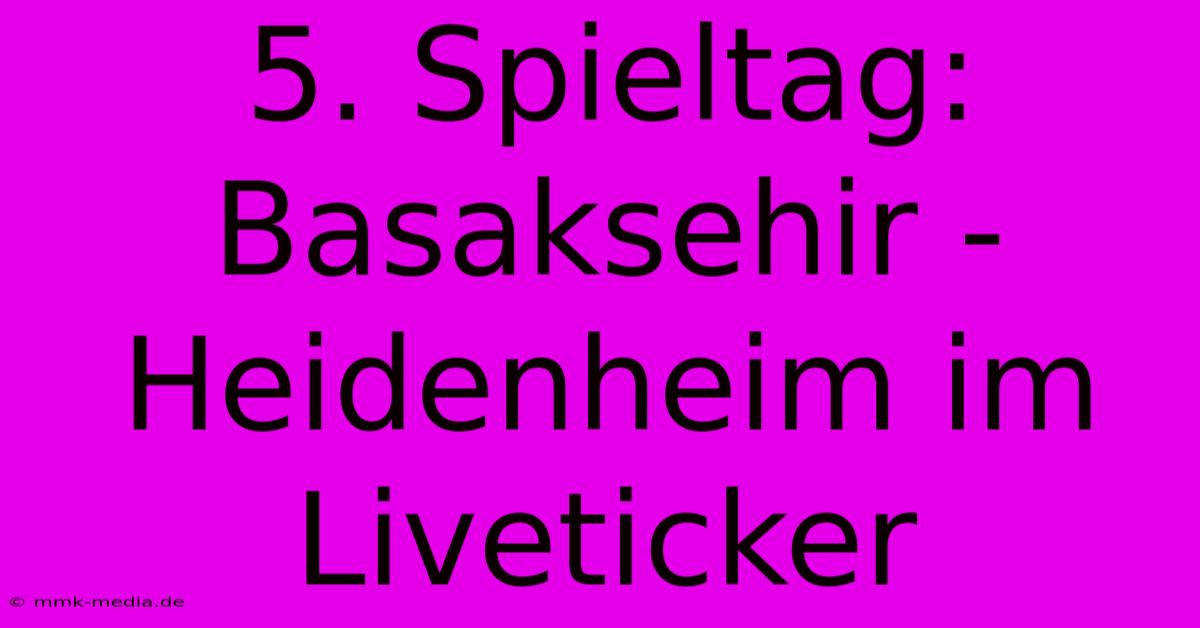 5. Spieltag: Basaksehir - Heidenheim Im Liveticker