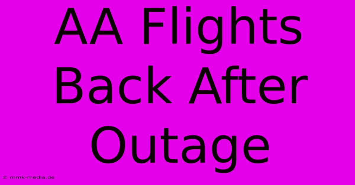 AA Flights Back After Outage