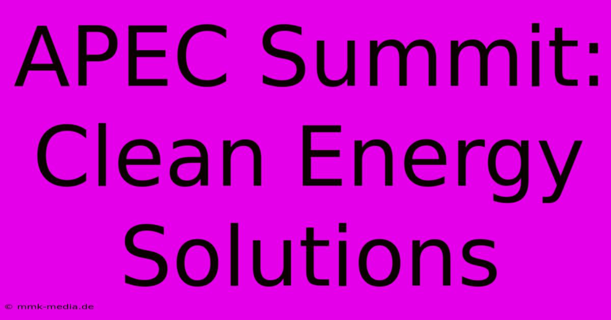 APEC Summit:  Clean Energy Solutions