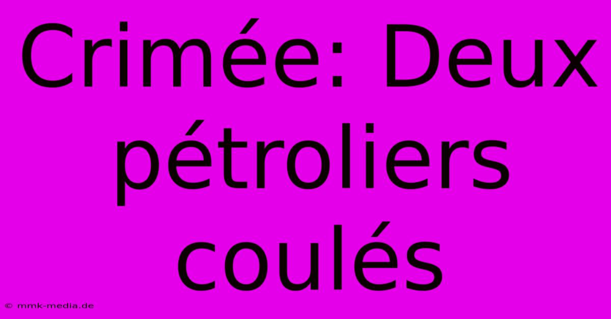 Crimée: Deux Pétroliers Coulés