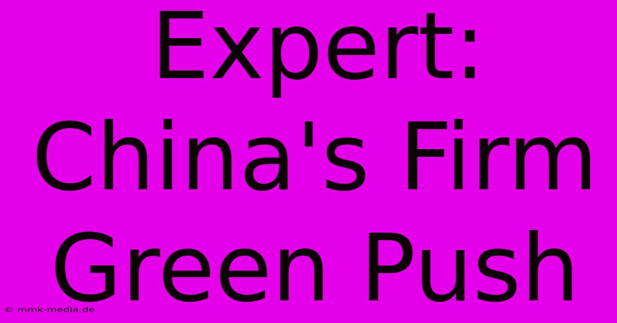 Expert: China's Firm Green Push