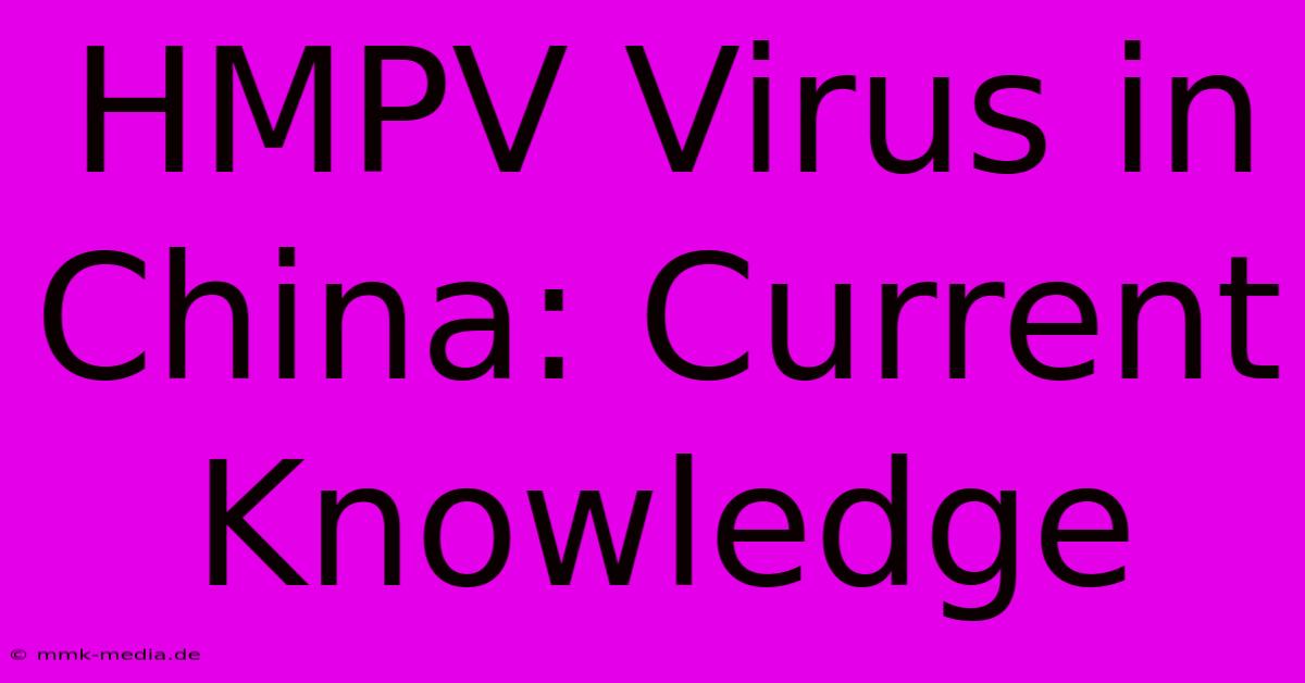 HMPV Virus In China: Current Knowledge