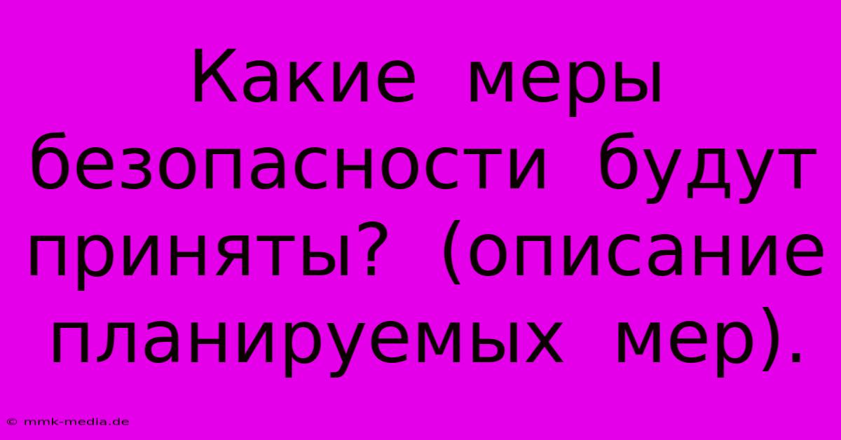 Какие  Меры  Безопасности  Будут  Приняты?  (описание  Планируемых  Мер).