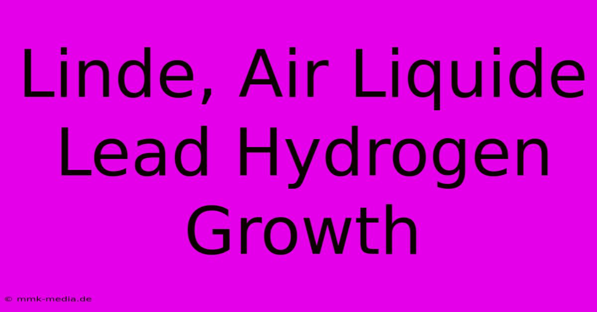 Linde, Air Liquide Lead Hydrogen Growth