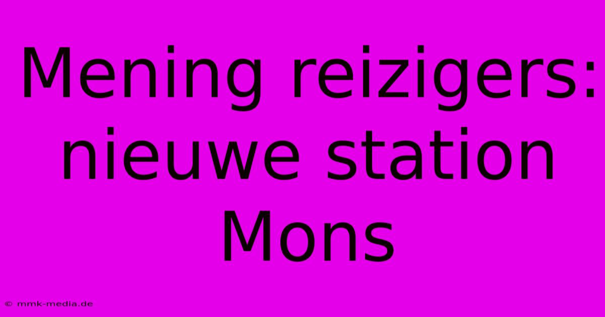 Mening Reizigers: Nieuwe Station Mons