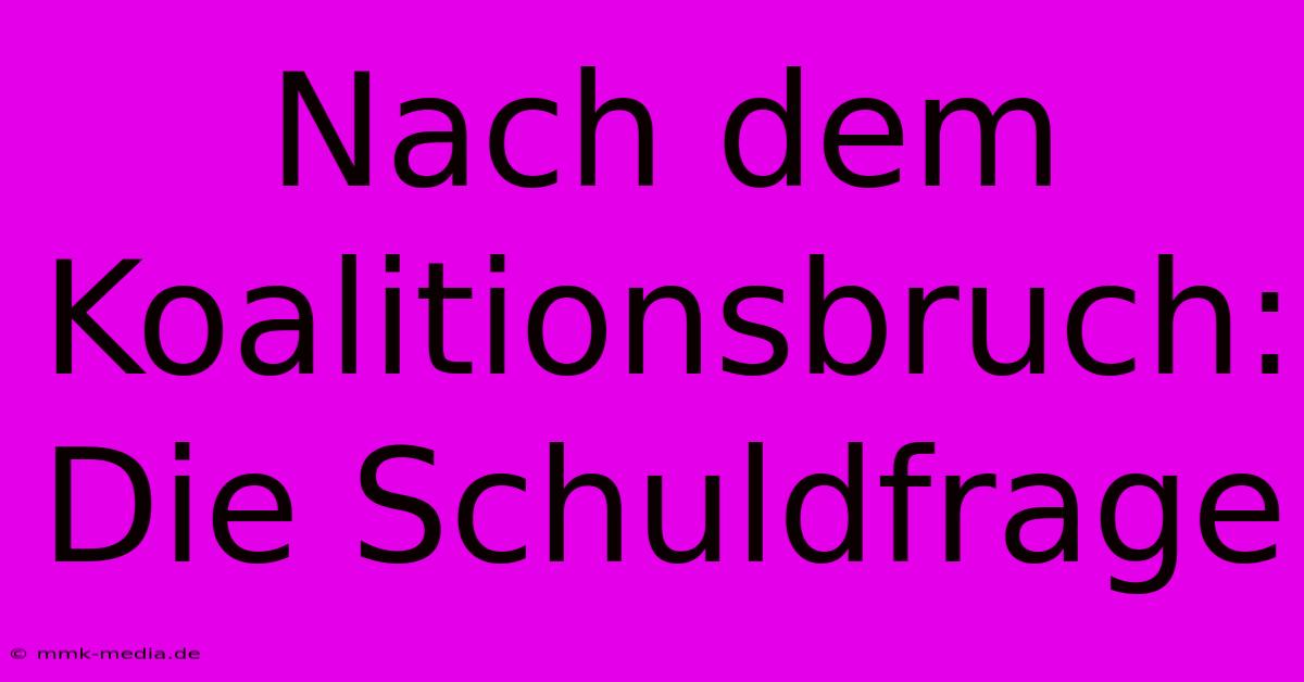 Nach Dem Koalitionsbruch: Die Schuldfrage