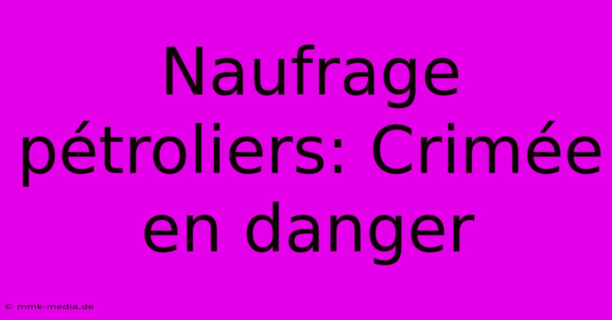 Naufrage Pétroliers: Crimée En Danger