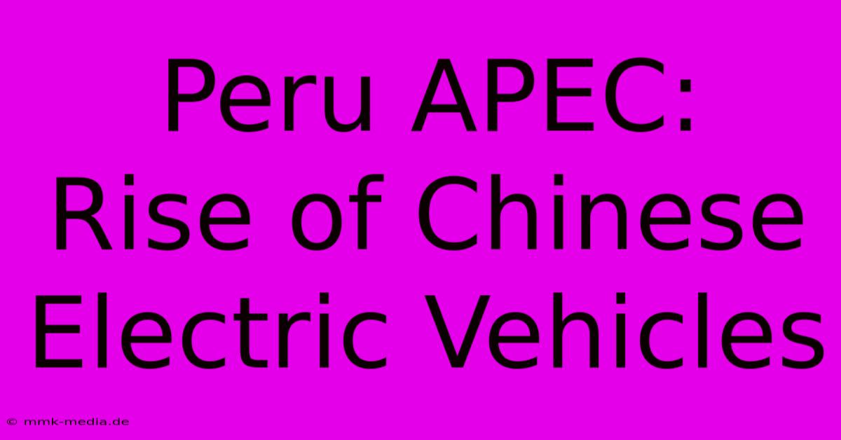 Peru APEC:  Rise Of Chinese Electric Vehicles