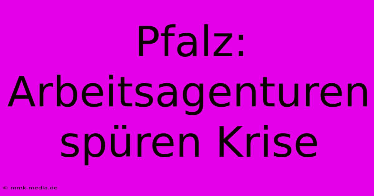 Pfalz: Arbeitsagenturen Spüren Krise