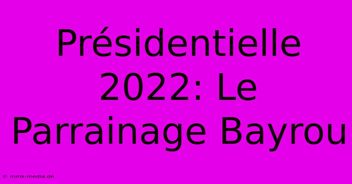 Présidentielle 2022: Le Parrainage Bayrou