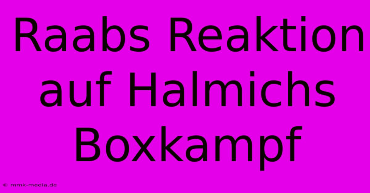 Raabs Reaktion Auf Halmichs Boxkampf