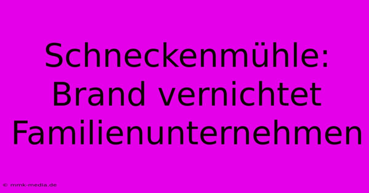 Schneckenmühle: Brand Vernichtet Familienunternehmen