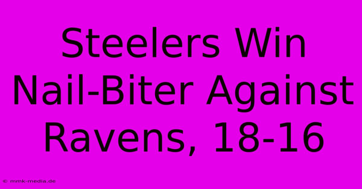 Steelers Win Nail-Biter Against Ravens, 18-16