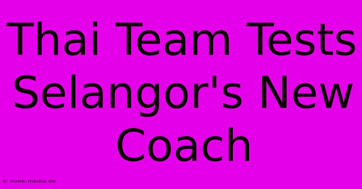 Thai Team Tests Selangor's New Coach