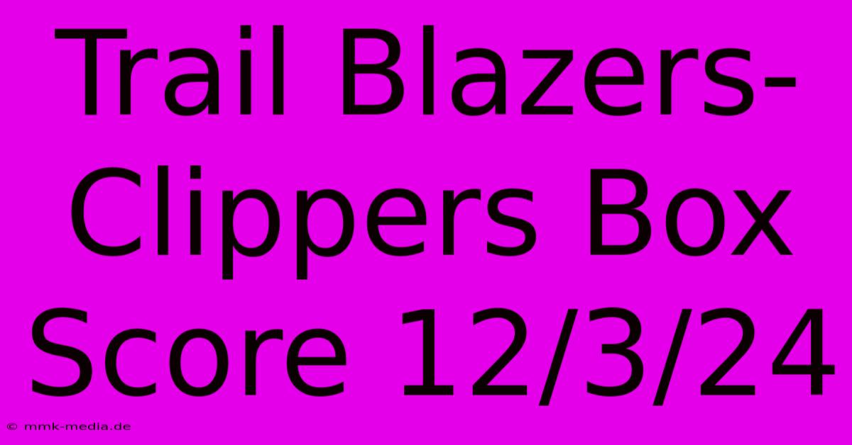 Trail Blazers-Clippers Box Score 12/3/24