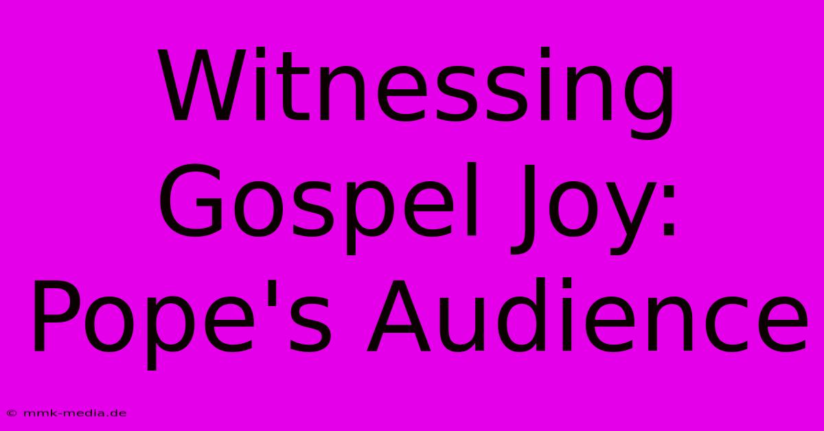 Witnessing Gospel Joy: Pope's Audience